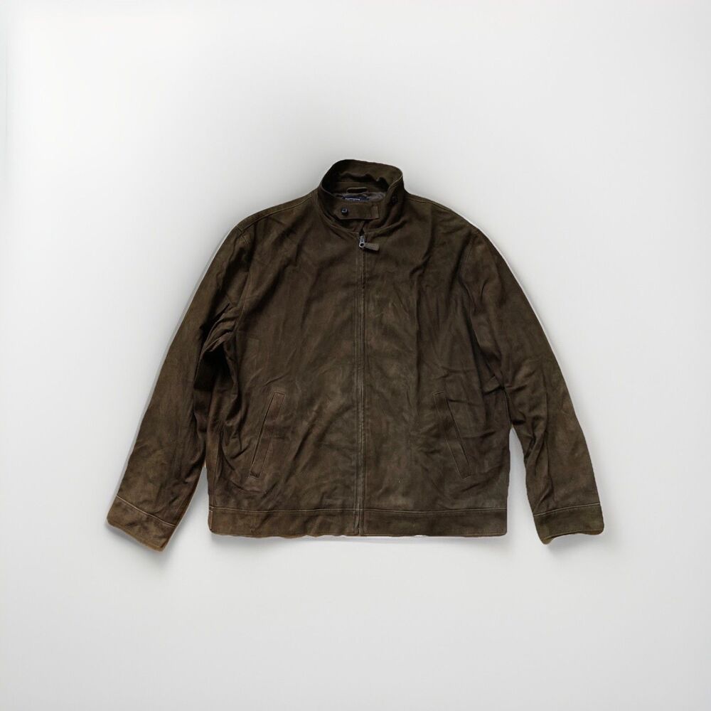 Vintage Polo Ralph Lauren Leather Jacket Men's Suede Bomber 2XL Brown Lined 90s